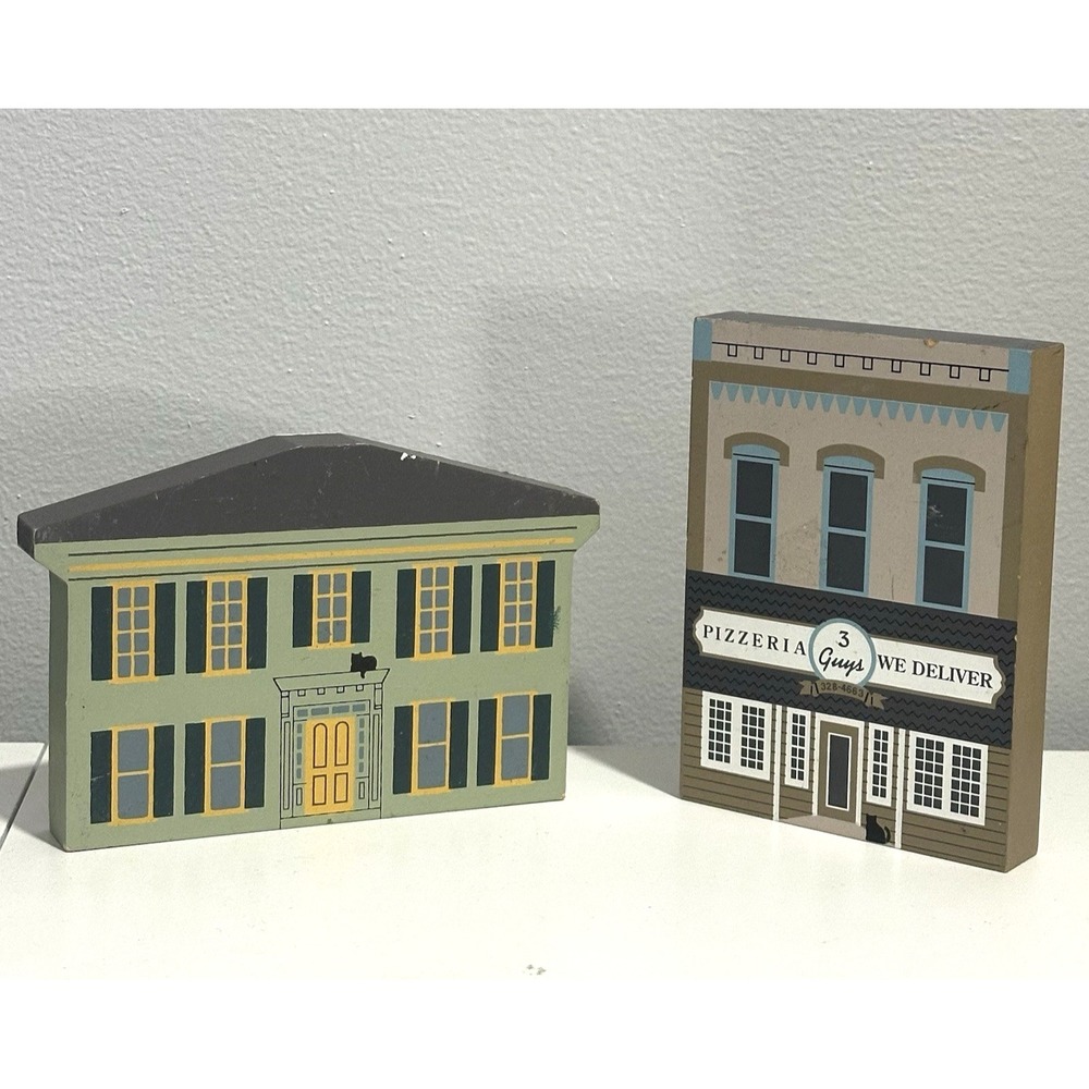 (2x PIECE) 1996 THE CAT'S MEOW SERIES XIV THREE GUYS PIZZERIA & 1992 Grand Haven
